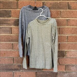 Jumping Beans Striped Long Sleeve Tees - Gray and Olive Size 10